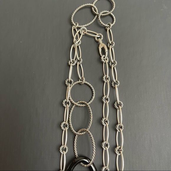 David Yurman Necklace in Sterling Silver, 18 Karat Yellow Gold and Onyx - Picture 5 of 6